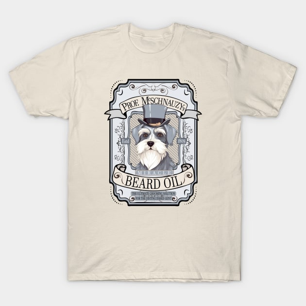 Professor McSchnauzy's Miracle Beard Oil Fun Satire T-Shirt by Dragonfly Tees